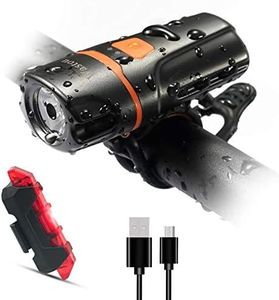 Wastou Bike Lights Super Bright Bike Front Light 1200 Lumen IPX6 Waterproof 6 Modes Cycling Light Flashlight Torch USB Rechargeable Tail Light(USB Cables Included)