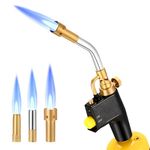 Tanniws Propane Torch Head GJ-8000 High Intensity Blow Torch Plumbing Trigger Start Gas Torch Soldering Torch for Propane MAPP Gas Torch with Self Ignition & Brass Knob Welding Torch with 3 Nozzles