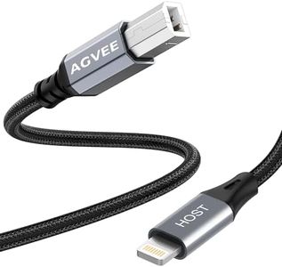 AGVEE 5ft Lightning OTG MIDI Cable USB Type-B Cord Compatible with iPhone iPad iOS for Electronic Music Instrument, Piano, Midi Controller, Midi Keyboard, Audio Interface Recording, Dark Gray