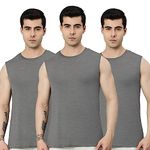 HEELIUM Bamboo Gym Regular Fit Vests For Men, Odour Free, Super Soft, Small, Pack Of 3, Assorted