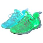 7iPupas Fiber Optic LED Light up Shoes for Kids, Men and Women, Lightweight Sneakers USB Charging Glowing Party Shoes (US, White, 9 Toddler