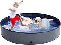 TOBEHIGHER Dog Pool - Dog Pools for Large Dogs, Pet Pool Hard Plastic, Foldable Pool for Dogs Cats and Kids (63inch.D x 12inch.H, Grey)