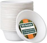 HAAGO 50 Eco-Friendly Sugarcane Bowls Biodegradable & Compostable - Like Paper Bowls, Disposable Bowls for Hot Food & Cold Food, Dessert & Soup Bowls for Parties - 500ml