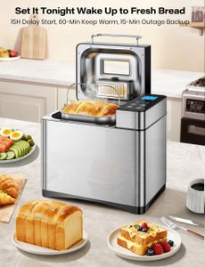 KEEPEEZ Pro 2LB Stainless Steel Bread Maker – 17-in-1, Ceramic Pan, Nut Dispenser