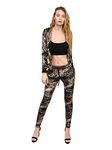 VICTORIOUS Women's 2 Piece Tracksuit Set - Long Sleeve Sweatshirts and Sweat Pants, Velour Olive Camo, Large