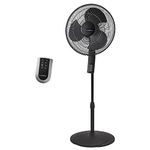 Lasko S16612 Oscillating 16″ Adjustable Pedestal Stand Fan with Timer, Thermostat and Remote for Indoor, Bedroom, Living Room, Home Office & College Dorm Use, 16 Inch, Black 16612