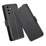 ELESNOW Case for Samsung S24 FE, Flip Wallet PU Leather Galaxy S24 FE Phone Case Card Holder with RFID Blocking Magnetic Closure Stand Cover for Samsung Galaxy S24 FE 5G (Black)