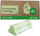 bioMat 64 Gallon Compostable Trash Bags, 30 Count, BPI Certified ASTM D6400, Tear Resistant & Leak Proof Compostable Bags for Food Waste, Keep Bin Clean