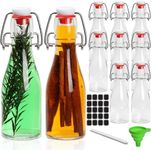 5 oz Flip Top Glass Sauce & Liquor Bottles - 150 ml Glass Spirit Bottles, Clear Small Bottle for Kitchen, Home Brewing Wine&Juicing Containers for Bordeaux Wine, Beverage [10 Pack]