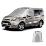 Front Windscreen Wrap Cover Compatible with Ford Transit Connect 2012-2021 Luxury Upgrade Silver Front Screen Window Sunshades 100% Black Out, Block UV, Weatherproof Foldable Car Windshield Cover