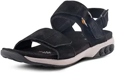 Therafit Iris Women's Leather Adjustable Sandal - - for Plantar Fasciitis/Foot Pain Black / 6