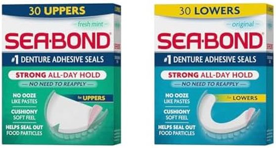 Sea Bond Secure Denture Adhesive Seals, Fresh Mint Uppers, Zinc-Free, All-Day-Hold, Mess-Free & Sea Bond Secure Denture Adhesive Seals, Original Lowers, Zinc-Free, All-Day-Hold, Mess-Free, 30 Count