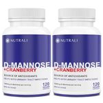 Fast-Acting D-Mannose with Cranberry Pills for UTI Treatment, Bladder and Urinary Tract Support, 1000mg per Serving, Cranberry Supplement, Dandelion Extract, & Hibiscus Powder, 240 Capsules