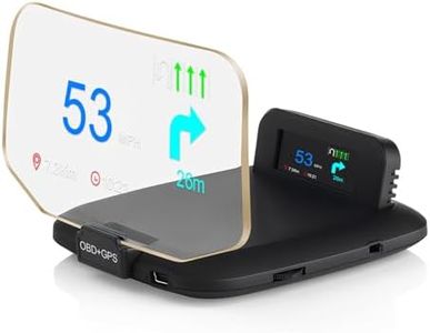 OBD2 Heads Up Display Navigation for Car OBD2 & GPS Dual System Digital Speedometer for Car HUD MPH Projector for car Heads Up Display with Car RPM Meter, Water TEM, PSI, Volt, Mileage, 4 Alarm