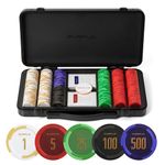 SLOWPLAY Godel 14g Clay Poker Chips Set for Texas Hold’em, 300 PCS [with Numbered Values] Features a High-end Chip case with Extra Durable German Polycarbonate Shell, Ideal Gifts for Poker Players