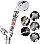 JONKEAN Zen Body Shower Head with Bead,Zenbodys Purifying Shower Head with On Off Button,Water Saving Mineral Shower Head High Pressure,3 Mode Showerhead with Adjustable Bracket and Hose (Transparent)