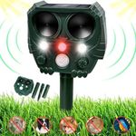 Joomouney Cat Repellent Garden, Cat Deterrent Solar Ultrasonic Animal Scarer Waterproof Deterrent with PIR Sensor & Flash Light 5 Modes USB Charging, Animal Repellent for Cats, Dog, Bird, Fox