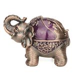 LAUYOO Elephant Decorative Ashtray with Lid for Cigarettes Metal Smoking Ash tray Holder for Smoker Windproof Cigarette ashtrays for Indoors Outdoors Fancy Gift for Men Women (Dark Purple)