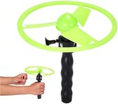 Botabee Flying Disc Launcher Toy for Kids - 4.5" Pull String Launcher Glowing Disk for Outdoor Fun - Durable Plastic Flying Disc Toy - Early Childhood Development Spin Disc and Birthday Party Favor