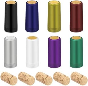 Glarks 190Pcs PVC Heat Shrink Capsules and Wine Corks Kit, 8 Colors Wine Shrink Wrap and 30Pcs Natural Wine Corks Wine Bottle Straight Stoppers for Wine Bottlers Ornament Making Crafts