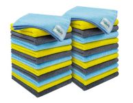 SOFTSPUN Microfiber Cleaning Cloths, 24pcs 30x30cms 220 GSM Multi-Colour! Highly Absorbent Lint and Streak Free Multi -Purpose Wash Cloth for Kitchen Window Stainless Steel Silverware.