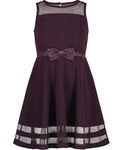 Calvin Klein Girls' Sleeveless Party Dress, Fit and Flare Silhouette, Round Neckline & Back Zip Closure, Dark Purple, 8 Plus