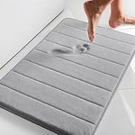 THYLYN Memory Foam Bathroom Mat Ultra-Soft Velvet Non-Slip Washable Bathroom Rug Washroom Mat Kitchen Rug (Grey, 16"x24")