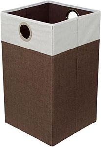 BIRDROCK HOME Folding Cloth Laundry Hamper with Handles - Dirty Clothes Sorter - Easy Storage - Collapsible - Brown and White