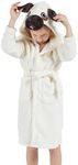 DELEY Girls Bathrobe Soft Fleece Robe with Pockets, Cute Cartoon Pattern Style, Dog