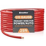 InstallGear 1/0 Gauge AWG OFC Pure Copper Power Ground Wire Cable (25ft Red) True Spec Welding Wire, Battery Cable Wire, Automotive Wire, Car Audio Speaker Stereo, RV Trailer, Amp Wiring