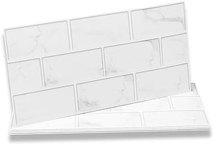 Fantasnight Stickers Adhésive Carrelage Blanc 12 pièces pour Salle de Bains et Cuisine, Crédence Cuisine, Imperméables Carrelage Carreaux Adhésif Mural 30 x 15 cm