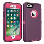 iPhone 6/6S Case Shockproof High Impact Tough Rubber Rugged Hybrid Case Silicone Triple Protective Anti-shock Shatter-resistant Mobile Phone Full Range Of Protective Film For iPhone 6/6S4.7"（wine）