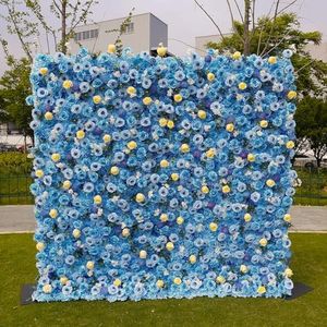 XINONE Blue Artificial Flower Wall Panels 8x8 Ft, 5d Silk Gorgeous Flower Wall Backdrop 8x8 for Wedding Flower Wall, Photo Booth Flower Backdrop, Baby Shower Flower Backdrop, Realistic Flower Wall
