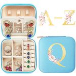 jekiinova Mini Travel Jewelry Case w Mirror for Friends Sisters, Travel Essentials Initial Jewelry Box Jewelry Holder Organizer, Bride to Be Gifts Bachelorette Gifts Preppy Stuff (Q)