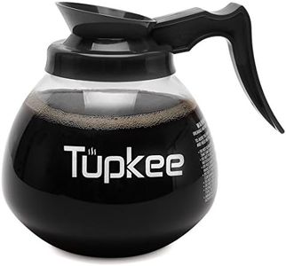 Tupkee Commercial Coffee Pot Replacement - SHATTER-RESISTANT Restaurant Glass Decanter Carafe - 64 oz 12 Cup, Black Handle / Regular, Compatible with Wilbur Curtis, Bloomfield, Bunn Coffee Pot