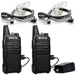 Retevis RT22 Walkie Talkie Long Range Rechargeable 16 Channel FRS Mini Hands-free Two Way Radio with Headsets(1 Pair)