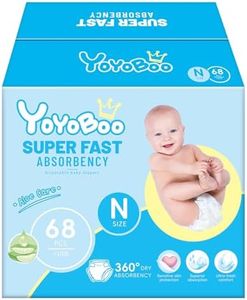 YOYOBOO Disposable Baby Diapers, Hypoallergenic, Superior Absorbency and Softness for Baby Happy Moments, Size N, 68 Count