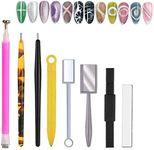 8 Pcs Nail Art Nail Magnet Tool Set, 3D Cat Eye Gel Nail Polish Magnet Stick Nail Magnet Pens and Strong Cat Eyes Magnet Stick DIY Manicure Nail Art Tools