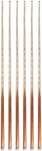 HMQQ 58" one Piece Pool cue with 13mm Professional red Leather tip,Best Hand Feel and Weight 20OZ Billiards Stick, Nature Wood Grain Color,Set of 6