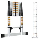 Equal 22.6 FT Aluminum Folding Telescopic Ladder with 2 Triangle Support & Stabilizers | EN131 Certified with 2 Year Warranty | 150kg Max Capacity | Ladder for Home or Outdoor Work (6.9m/15 Step)