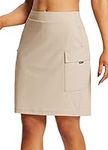 BALEAF Women's Skorts Skirts Hiking Cargo Skorts Pockets 19" Knee Length Long Athletic Quick Dry Skirts UPF 50, Khaki, Medium