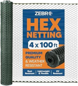 Plastic Hex Chicken Wire Mesh Garden Fence Roll (4' x 100' - Green) - Versatile Poultry Netting and Garden Fence for Temporary or Semi-Permanent Enclosures, Deer Fencing, and Construction Barriers