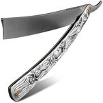 Mens Straight Razor – Barber Razor Blade (11.5") with Secure Grip for Precise Hairline & Beard Lines, Carbon Steel Blade for Accurate & Smooth Shaving – Designed for Daily Grooming & Barbershop Use