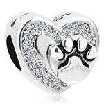 Charmed Craft Heart Love Pet Cat/Dog Paw Print Charm Beads For Charm Bracelets