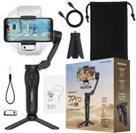 PORTENTUM 7 Pro Gimbal Stabilizer for Smartphones with independent AI tracking module – phone gimbal 3-axis stabilization foldable with tripod – optional app – iPhone and Android – vlog YouTube TikTok