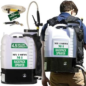 Backpack Sprayer - MY4SONS M4 4-Gallon Battery Powered – Electric Sprayer for Lawn, Garden, Yard, Plants, Watering, Long Range, Portable Pump, Adjustable Nozzle - 15ft Extension Hose & Spray Pistol