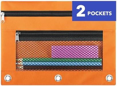 ASBEFORE Pencil Pouch for 3 Ring Binder - 3 Hole Zipper Pen Case Bag Holder Bulk Accessories Clear Window Aesthetic Organizer Pockets (Orange, 1)