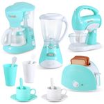 Kitchen Appliances Toys, Play Kitchen Accessories Set for Kids, Pretend Kitchen Toys, Coffee Maker, Mixer, Toaster with Realistic Light and Sounds, Play Kitchen Set for Kids Ages 3+ (Green)