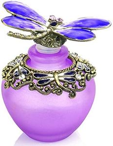 YU FENG 40ml Fancy Purple Dragonfly Empty Refillable Glass Perfume Bottle,Retro Frosted Butterfly Lid Perfume Bottle