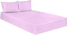 Plain Dyed Poly Cotton Fitted Bed Sheets 25CM- Elasticated Corner- Lightweight Easy Care Soft, Attractive Colours -Single Double King Super King (Lilac, Single: (90x190cm) Approx.)